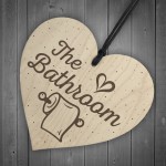 The Bathroom Shabby Chic Handmade Wooden Heart Toilet Sign