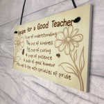 Handmade Hanging Plaque Gift For Teacher Thank You Leaving Gift