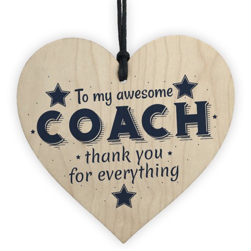 Best Football Gymnastics Dance Coach Gift Wooden Heart Thank You