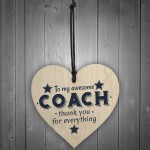 Best Football Gymnastics Dance Coach Gift Wooden Heart Thank You