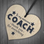 Best Football Gymnastics Dance Coach Gift Wooden Heart Thank You