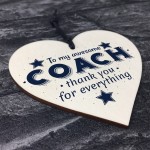 Best Football Gymnastics Dance Coach Gift Wooden Heart Thank You