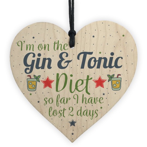 Gin & Tonic Gift Wood Heart Plaque Gin Sign House Warming Gift