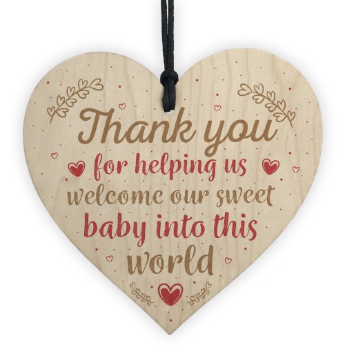 Handmade Wood Heart Plaque Gift For Midwife Baby Thank You Gift