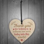 Handmade Wood Heart Plaque Gift For Midwife Baby Thank You Gift