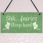 Fairies Sleep Here Novelty Hanging Shabby Chic Plaque Fairy Sign