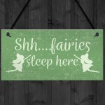 Fairies Sleep Here Novelty Hanging Shabby Chic Plaque Fairy Sign