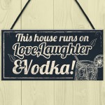 Fun Laughter Vodka Kitchen Plaque Alcohol Home Bar Sign Gifts