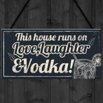 Fun Laughter Vodka Kitchen Plaque Alcohol Home Bar Sign Gifts