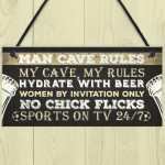 Man Cave Rules Funny Plaque Games Boys Room Beer Sign Gifts 