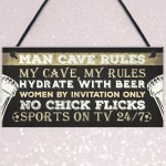 Man Cave Rules Funny Plaque Games Boys Room Beer Sign Gifts 