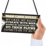 Man Cave Rules Funny Plaque Games Boys Room Beer Sign Gifts 