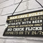 Man Cave Rules Funny Plaque Games Boys Room Beer Sign Gifts 