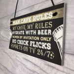 Man Cave Rules Funny Plaque Games Boys Room Beer Sign Gifts 