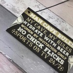 Man Cave Rules Funny Plaque Games Boys Room Beer Sign Gifts 