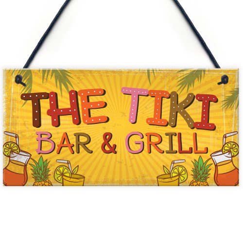 Tiki Bar & Grill Party Hanging Bar Pub Plaque Beer Cocktail Gift