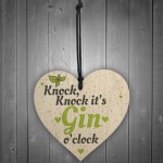 Gin O Clock Wood Heart Plaque Novelty Friendship Alcohol Gift