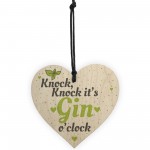 Gin O Clock Wood Heart Plaque Novelty Friendship Alcohol Gift