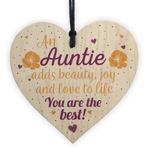 Auntie Gifts Thank You Sign Wooden Heart Plaque Birthday Gift