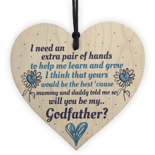 GODMOTHER GODFATHER Will You Be My Godfather Heart Plaque