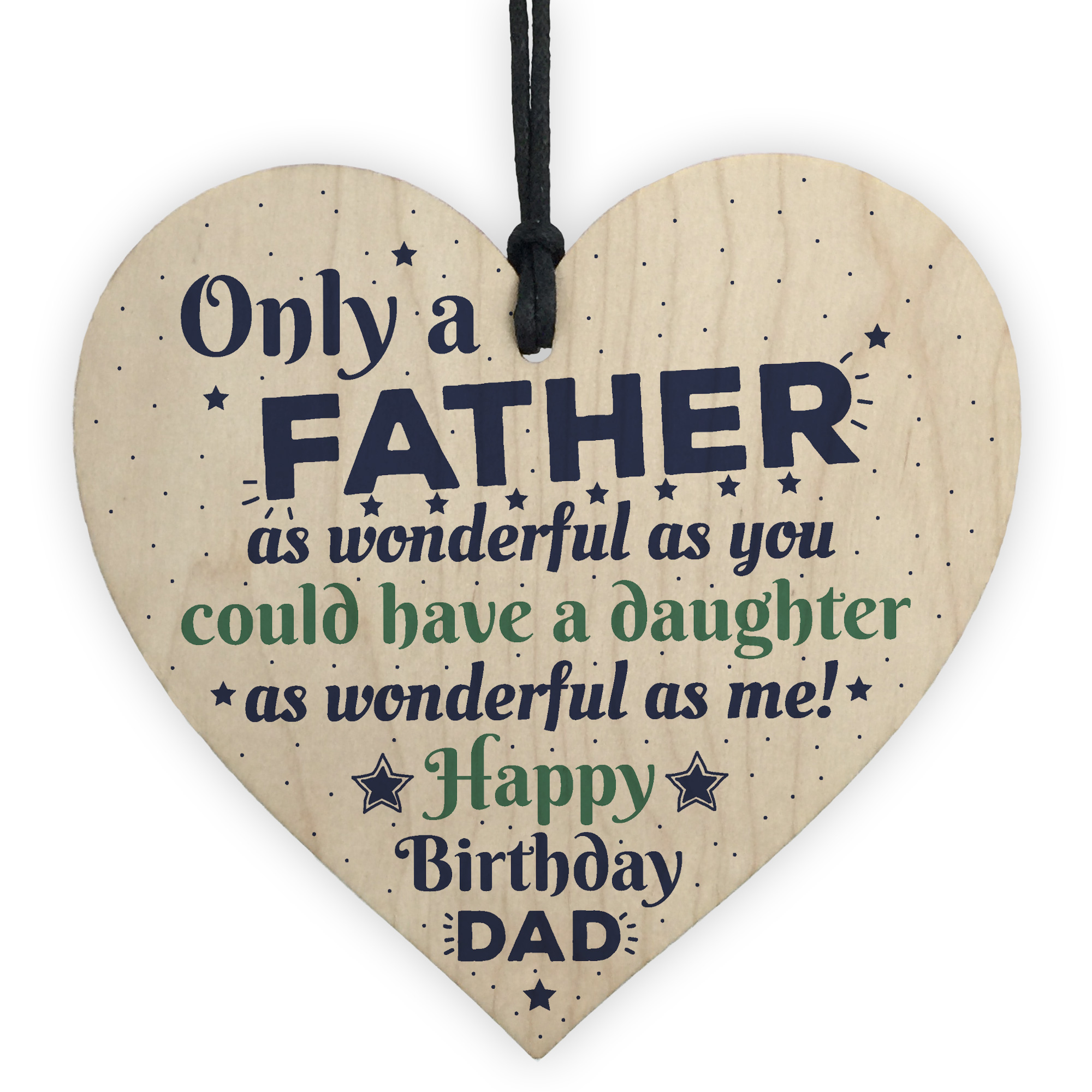 Happy Birthday Dad Father Greetings Wooden Heart Funny Sign Gift