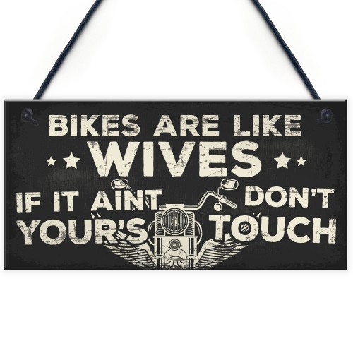 Motorbike Biker Hanging Plaque Man Cave Sign Gift Dad Grandad