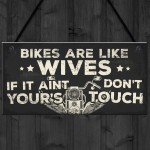 Motorbike Biker Hanging Plaque Man Cave Sign Gift Dad Grandad