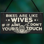 Motorbike Biker Hanging Plaque Man Cave Sign Gift Dad Grandad