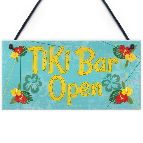 Tiki Bar Open Hanging Bar Plaque Beer Cocktail Beach Sign GIFT