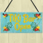 Tiki Bar Open Hanging Bar Plaque Beer Cocktail Beach Sign GIFT