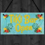 Tiki Bar Open Hanging Bar Plaque Beer Cocktail Beach Sign GIFT