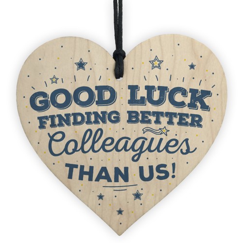 Good Luck Colleague Leaving Gift Wooden Heart Sign Thank You 