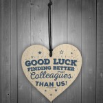 Good Luck Colleague Leaving Gift Wooden Heart Sign Thank You 