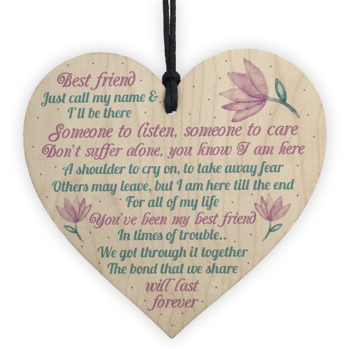 Inspirational Friendship Gift Wooden Heart Plaque Thank You Gift