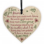 I Love You Mum Wooden Heart Cute Mum Mummy Thank You GIFT