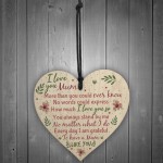 I Love You Mum Wooden Heart Cute Mum Mummy Thank You GIFT