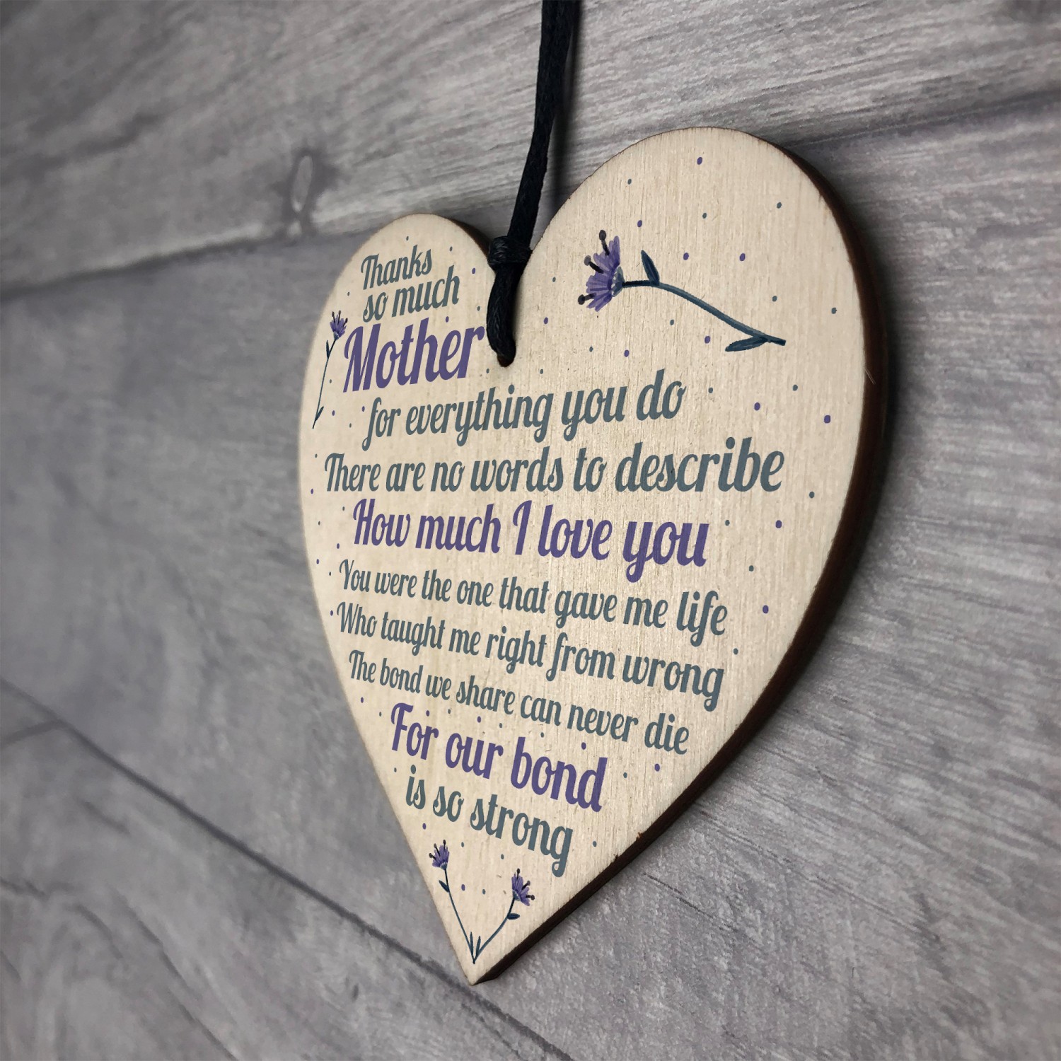 Thank You Mum Gifts Wooden Heart Cute Mums Sign Daughter Gift