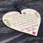 True Friends Friendship Gift Handmade Wood Heart Sign Birthday