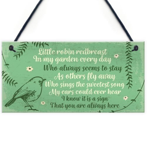 Robin Redbreast Memorial Bereavement Plaque Garden Grave Sign 