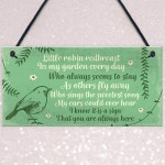 Robin Redbreast Memorial Bereavement Plaque Garden Grave Sign 