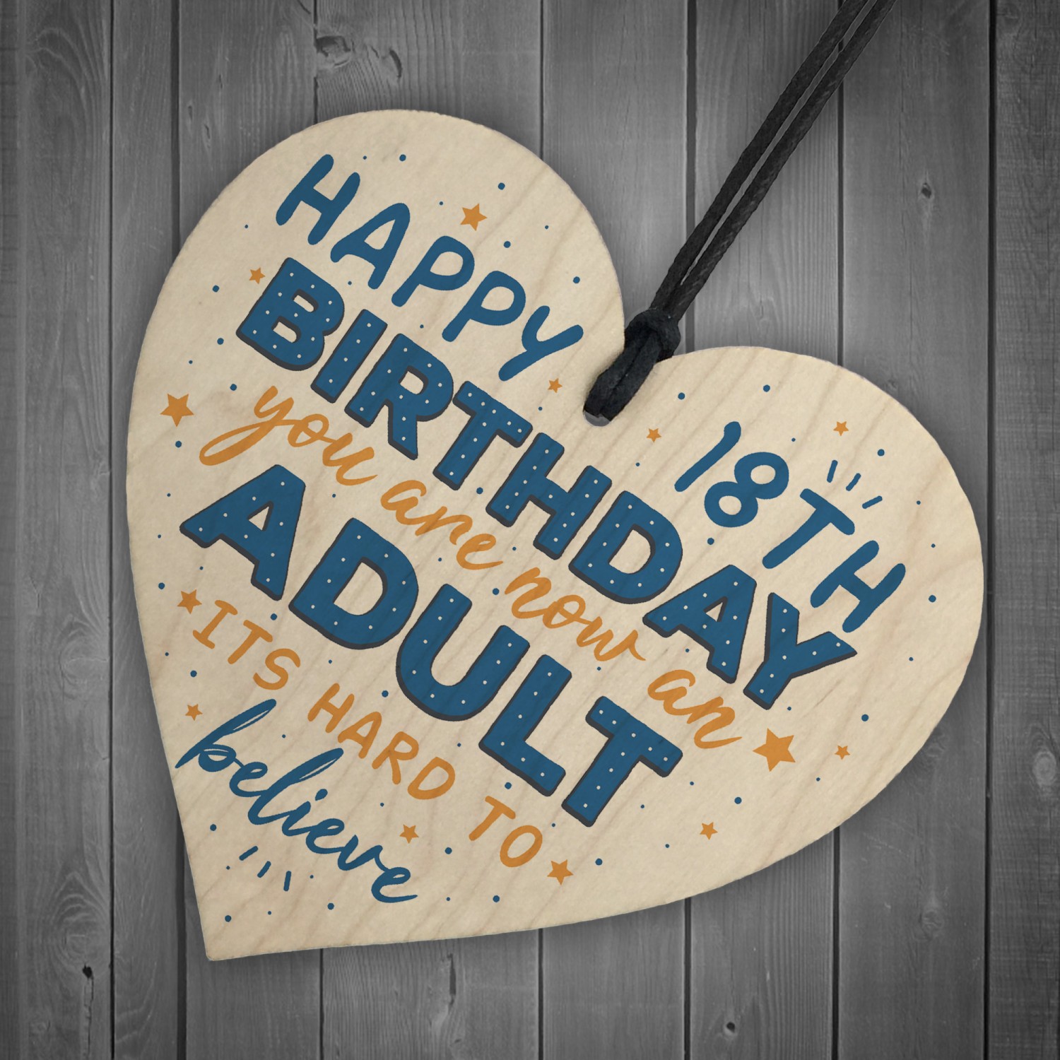 Happy 18th Birthday Gift Heart Wooden Plaque Chic Keepsake Sign