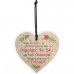 Daughter In Law Plaques Wooden Heart Birthday Card Wedding GIFT