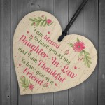 Daughter In Law Plaques Wooden Heart Birthday Card Wedding GIFT