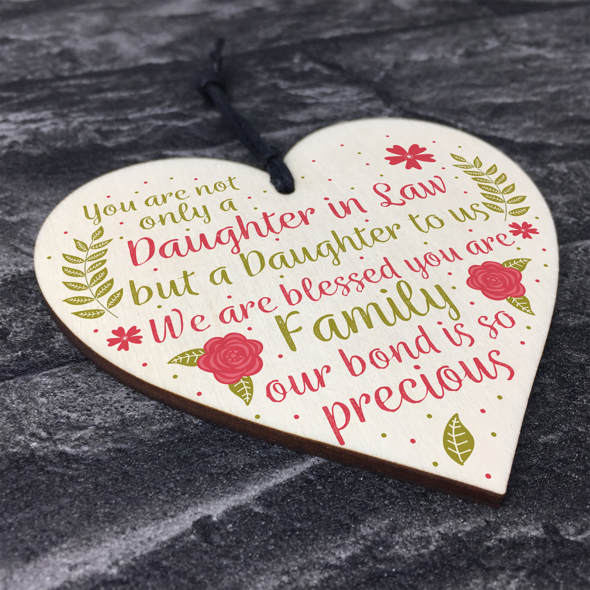 Daughter In Law Plaque Sayings Wood Heart Birthday Wedding GIFTS