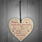 Happy 25th Wedding Anniversary Card Gift Heart Twenty Five Years