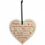 Happy 25th Wedding Anniversary Card Gift Heart Twenty Five Years