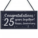 Congratulations 25th Wedding Anniversary Gift Plaque Silver 