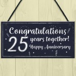 Congratulations 25th Wedding Anniversary Gift Plaque Silver 