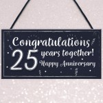 Congratulations 25th Wedding Anniversary Gift Plaque Silver 