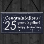 Congratulations 25th Wedding Anniversary Gift Plaque Silver 